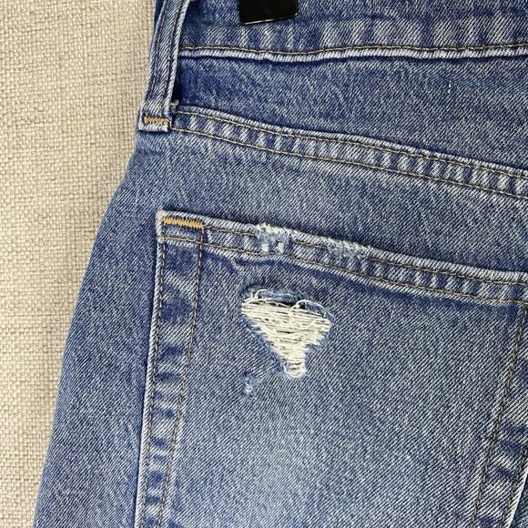 Gap Shorts Womens  8 Cheeky High Rise Button Fly Cut Offs Denim Blue Destroyed - Picture 7 of 9